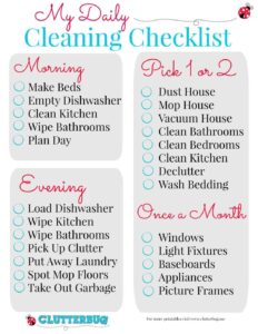 An example of a daily cleaning checklist