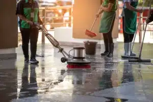Multiple people doing deep cleaning